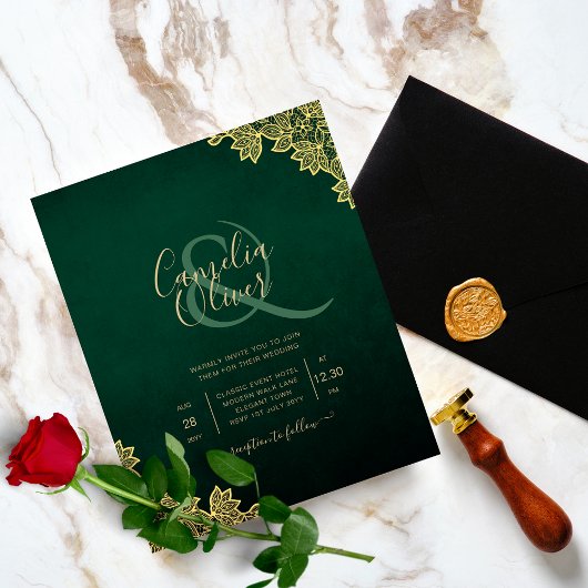 Budget Weddenschap Uitnodiging Emerald Green Gold  Flyer