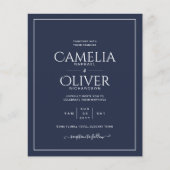 BUDGET Weddenschap Uitnodiging marineblauw Wit Kla Flyer (Voorkant)