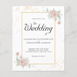 Budget Weddenschap Uitnodiging Roze Peony Flyer