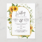 Budget Weddenschap Uitnodiging Rustic Sunflower Bo Flyer (Voorkant)