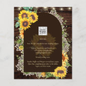 Budget Weddenschap Uitnodiging Rustic Sunflower La Flyer (Achterkant)