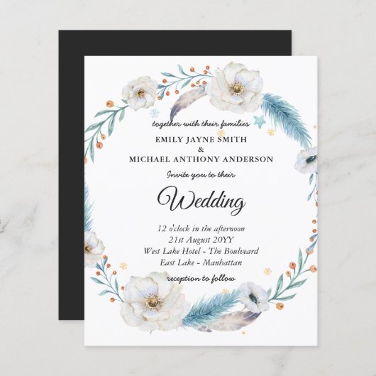 Budget Weddenschap Winter Blauwe Floral (Voorkant / Achterkant)