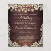 Budget Weddenschap Wood Jars Ivory Lace Uitnodigin (Voorkant)