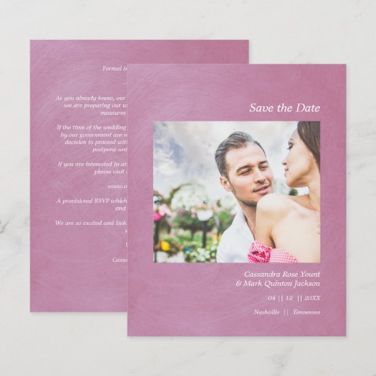 Budget Wedding Aankondiging Foto Metallic Effect (Voorkant / Achterkant)