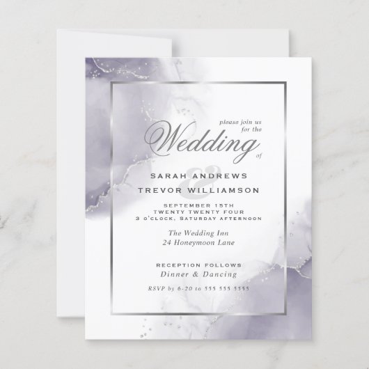 Budget Wedding Abstract Dusty Plum Silver (Voorkant)