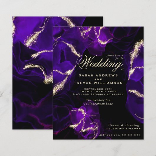 Budget Wedding Amethyst Paarse Alcohol Ink (Voorkant / Achterkant)
