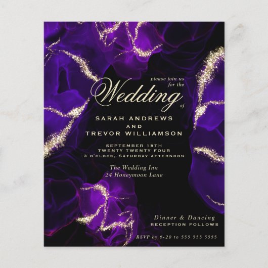 Budget Wedding Amethyst Paarse Alcohol Ink (Voorkant)