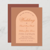 Budget Wedding Arch Calligraphy Brown Uitnodiging (Voorkant / Achterkant)