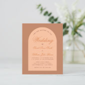 Budget Wedding Arch Calligraphy Brown Uitnodiging (Staand voorkant)