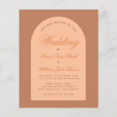 Budget Wedding Arch Calligraphy Brown Uitnodiging (Voorkant)