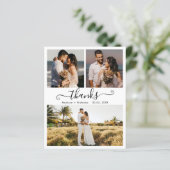 Budget Wedding Bedankt Script Photo Collage Kaart (Staand voorkant)