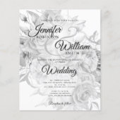 Budget Wedding Black & White Floral Uitnodiging Flyer (Voorkant)