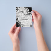 Budget Wedding Black & White Floral Uitnodiging Flyer (Hand)