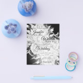 Budget Wedding Black & White Floral Uitnodiging Flyer (Enkel)