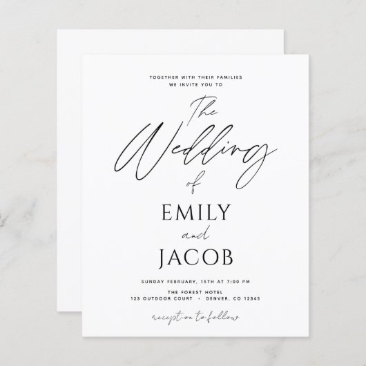 Budget Wedding Black White Script Typografie (Voorkant / Achterkant)