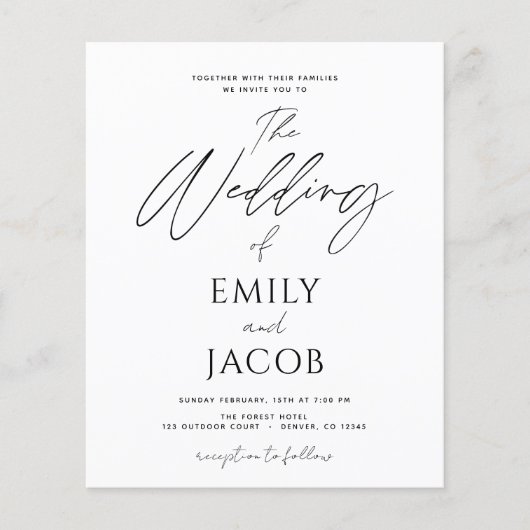 Budget Wedding Black White Script Typografie (Voorkant)