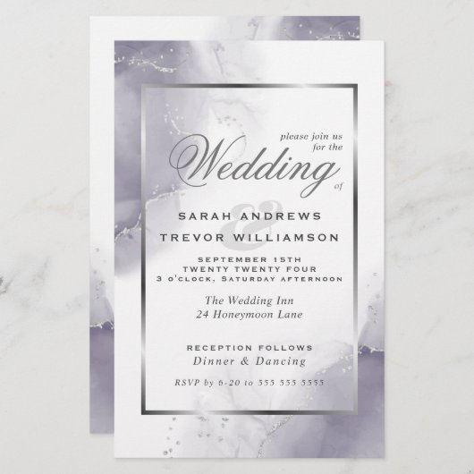 Budget Wedding Bleek Plum Silver Abstract (Voorkant / Achterkant)