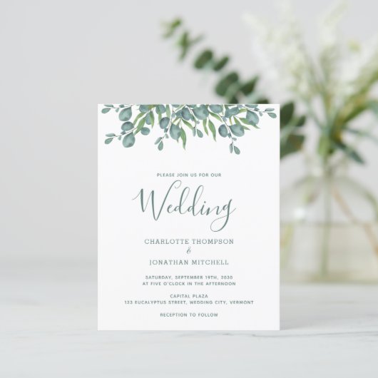 Budget Wedding Botanical Greenery Invitation (Staand voorkant)
