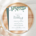 Budget Wedding Botanical Greenery Invitation<br><div class="desc">Nodig vrienden en familie uit voor je bruiloft met deze budgettaire bijtende, maar moderne briefkaarten voor de uitnodiging van het witte en eucalyptusfeest. Deze budgettrouwuitnodigingskaarten hebben een envelopoptie. Personaliseer met namen, trouwdatum, locatie. Voeg andere informatie op de rug toe. Deze unieke greenery trouwuitnodigingen zullen een blijvende indruk maken, uw gasten...</div>