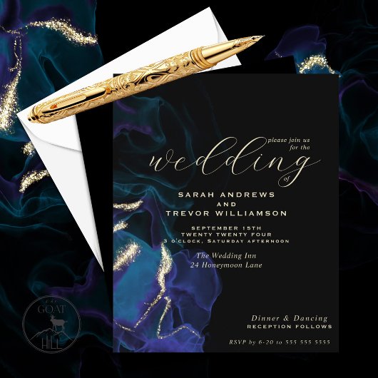 Budget Wedding Celestial Blue Alcohol Ink