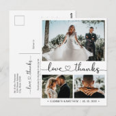 Budget Wedding Dank u 3 Photo Collage Briefkaart (Voorkant / Achterkant)