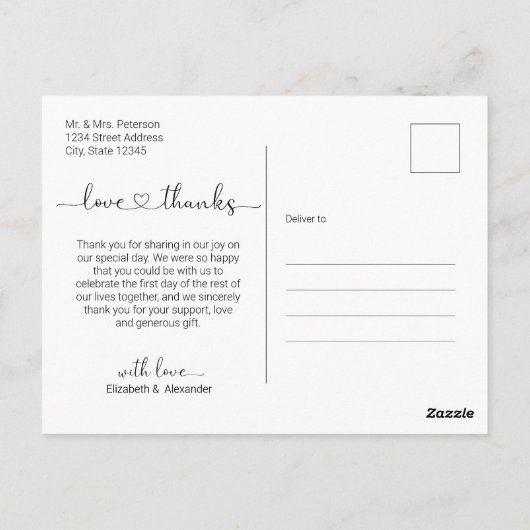 Budget Wedding Dank u het Briefkaart van het Manus (Achterkant)