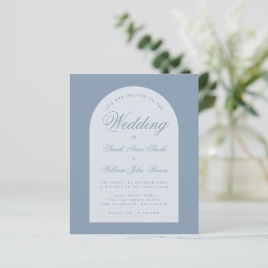 Budget Wedding Dusty Blue Arch-script (Staand voorkant)