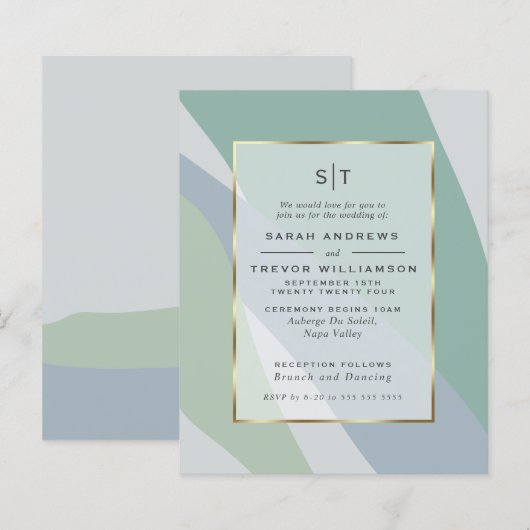 Budget Wedding Dusty Blue Bleek Sage Abstract (Voorkant / Achterkant)