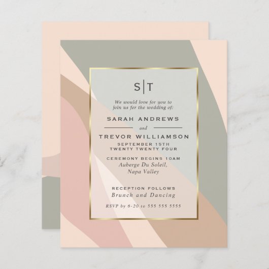 Budget Wedding Dusty Sage Dusty Roos Abstract (Voorkant / Achterkant)