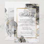 Budget Wedding Elegant Black Gold Alcohol Ink (Voorkant / Achterkant)