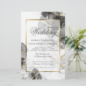 Budget Wedding Elegant Black Gold Alcohol Ink (Staand voorkant)