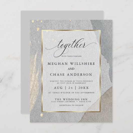 Budget Wedding Elegant Bleek Grey Abstract Splash (Voorkant / Achterkant)