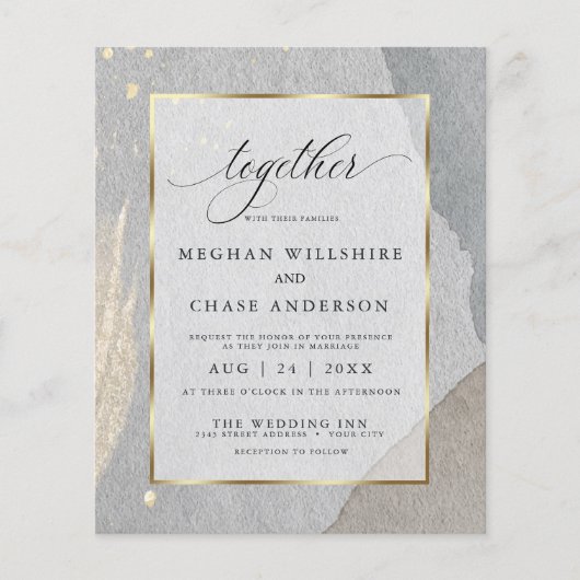 Budget Wedding Elegant Bleek Grey Abstract Splash (Voorkant)
