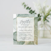 Budget Wedding Elegant Bleek Sage Abstracte Ink (Staand voorkant)