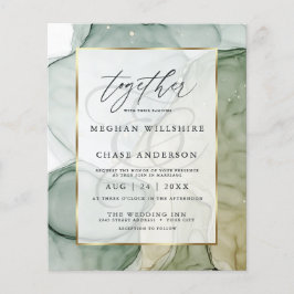 Budget Wedding Elegant Bleek Sage Abstracte Ink