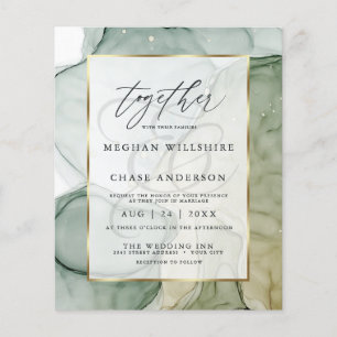 Budget Wedding Elegant Bleek Sage Abstracte Ink