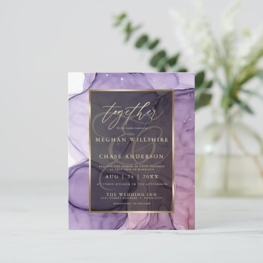 Budget Wedding Elegant Lavender Roos Abstracte Ink (Staand voorkant)