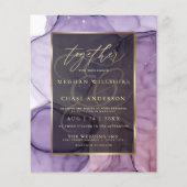 Budget Wedding Elegant Lavender Roos Abstracte Ink (Voorkant)