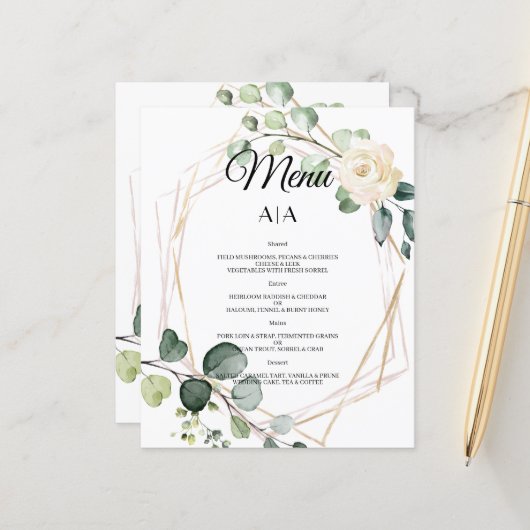 Budget/Wedding/Flat Menu. (Voorkant / Achterkant in situ)
