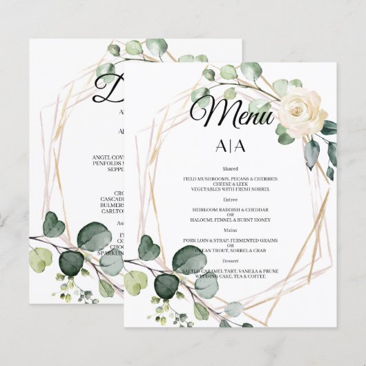Budget/Wedding/Flat Menu. (Voorkant / Achterkant)