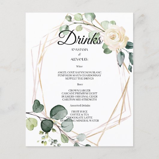 Budget/Wedding/Flat Menu. (Achterkant)