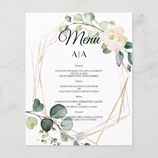 Budget/Wedding/Flat Menu. (Voorkant)