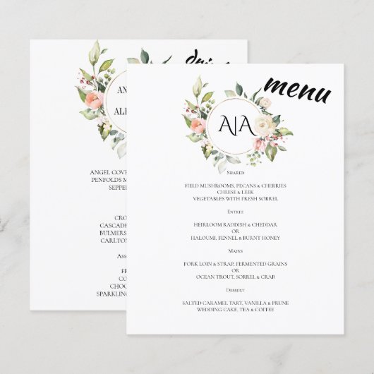 Budget/Wedding/Flat Menu. (Voorkant / Achterkant)