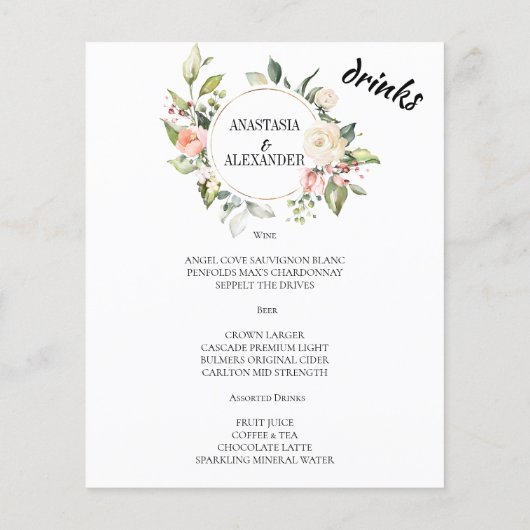 Budget/Wedding/Flat Menu. (Achterkant)
