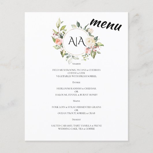 Budget/Wedding/Flat Menu. (Voorkant)