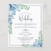 Budget Wedding Floral Blue Flowers Greenery Invite (Voorkant)