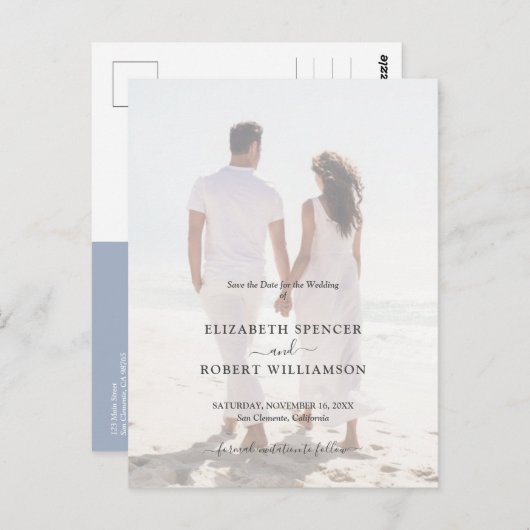 Budget Wedding Foto Save the Date Briefkaart (Voorkant / Achterkant)