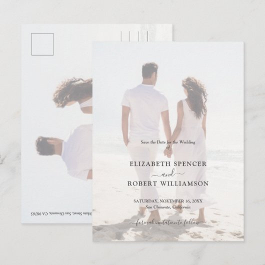 Budget Wedding Foto Save the Date Briefkaart (Voorkant / Achterkant)