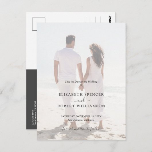 Budget Wedding Foto Save the Date Briefkaart (Voorkant / Achterkant)