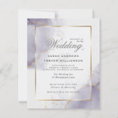 Budget Wedding Gold Dusty Plum Paarse Uitnodiging (Voorkant)